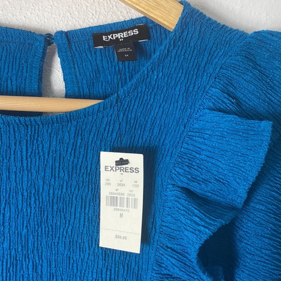 Express Blue Ruffle Top - Picture 3 of 7